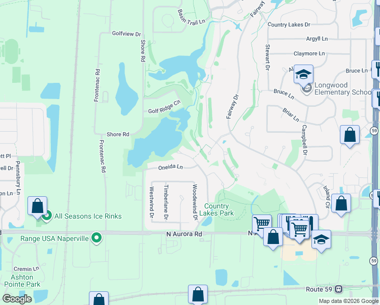 map of restaurants, bars, coffee shops, grocery stores, and more near 932 Genesse Court in Naperville