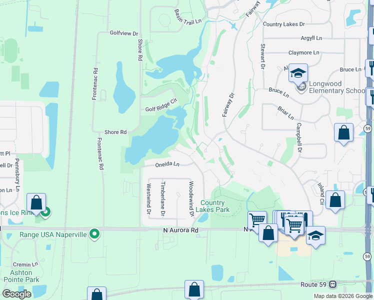 map of restaurants, bars, coffee shops, grocery stores, and more near 932 Genesee Court in Naperville