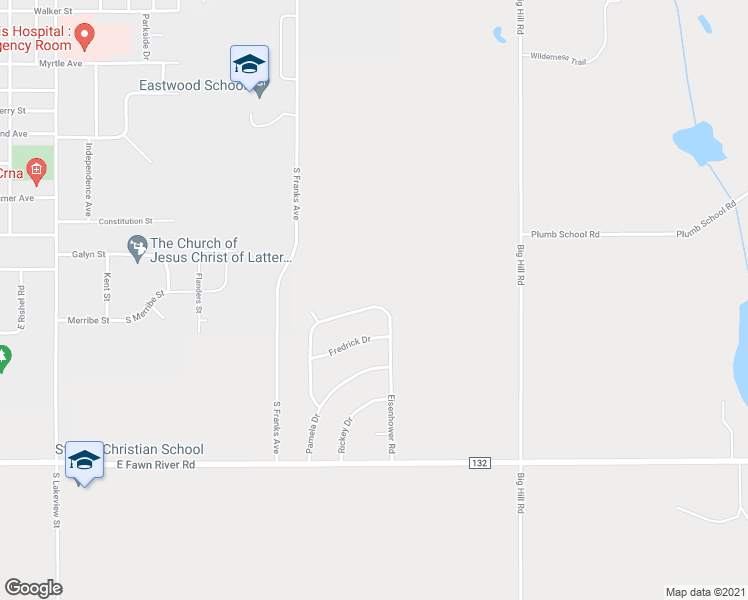 map of restaurants, bars, coffee shops, grocery stores, and more near 69617 Eisenhower Road in Sturgis