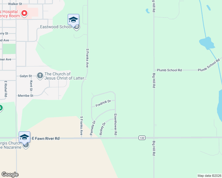map of restaurants, bars, coffee shops, grocery stores, and more near 69617 Eisenhower Road in Sturgis