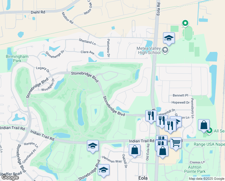 map of restaurants, bars, coffee shops, grocery stores, and more near 1428 Greenlake Drive in Aurora