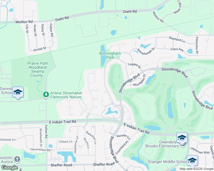 map of restaurants, bars, coffee shops, grocery stores, and more near 2401 Legacy Drive in Aurora