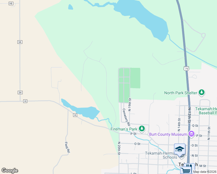 map of restaurants, bars, coffee shops, grocery stores, and more near 111 Lakeview Drive in Tekamah