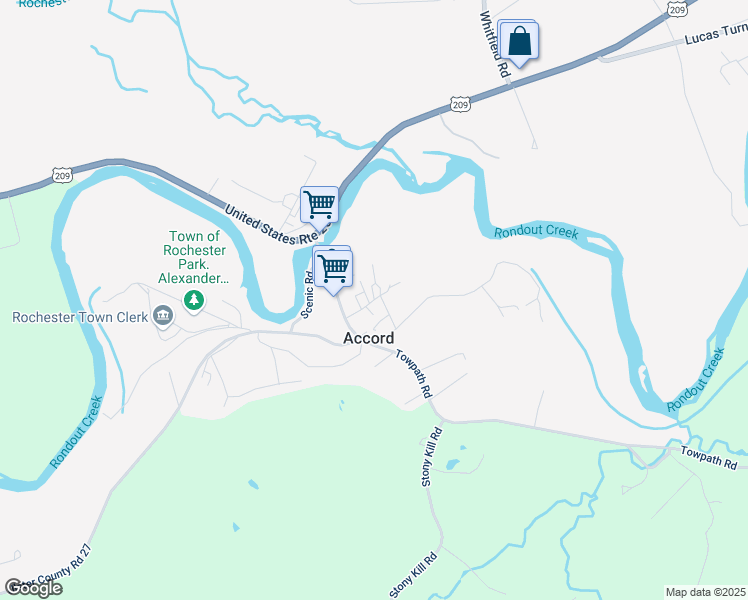 map of restaurants, bars, coffee shops, grocery stores, and more near School Road in Accord