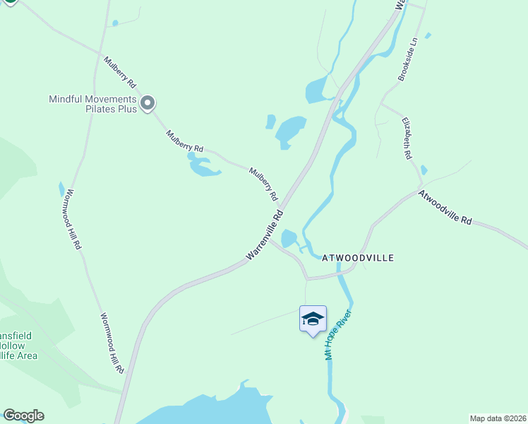 map of restaurants, bars, coffee shops, grocery stores, and more near 377 Warrenville Road in Mansfield