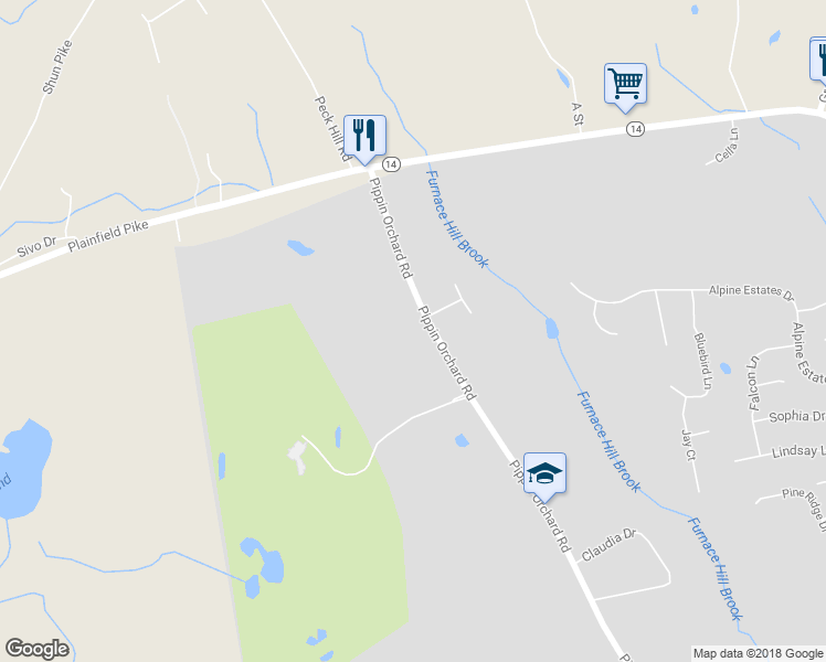 map of restaurants, bars, coffee shops, grocery stores, and more near 161 Pippin Orchard Road in Cranston