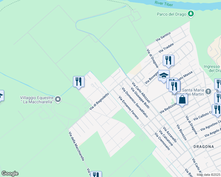 map of restaurants, bars, coffee shops, grocery stores, and more near 99 Via di Bagnoletto in Città metropolitana di Roma Capitale