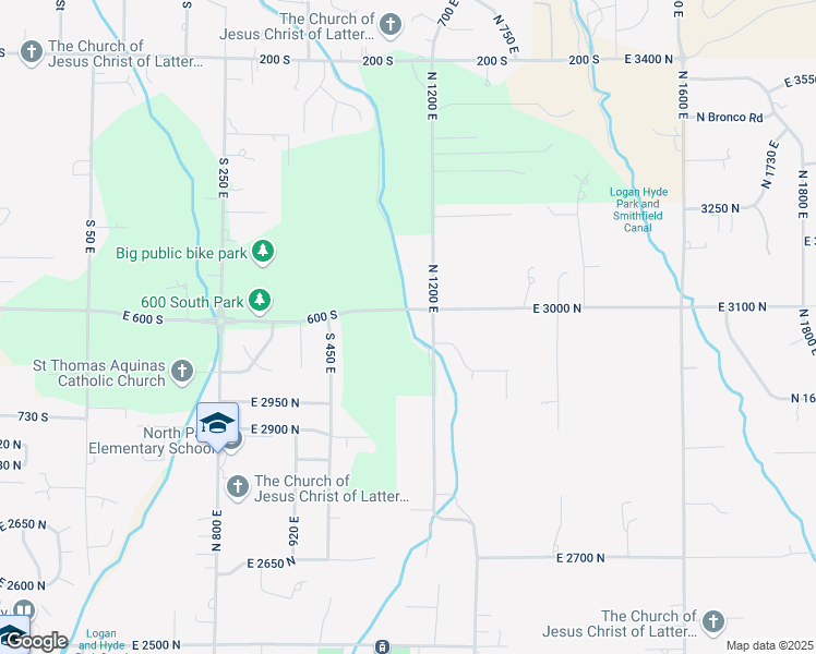 map of restaurants, bars, coffee shops, grocery stores, and more near 3073 North 1200 East in North Logan