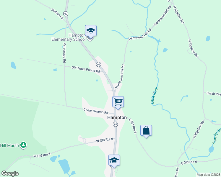 map of restaurants, bars, coffee shops, grocery stores, and more near 297 Main Street in Hampton