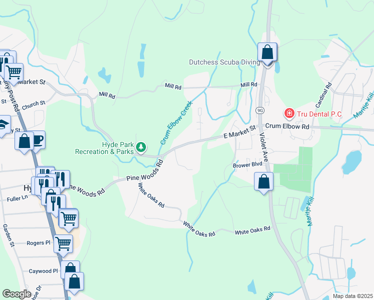 map of restaurants, bars, coffee shops, grocery stores, and more near 102 East Market Street in Hyde Park