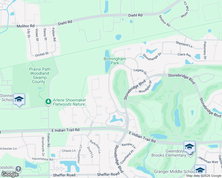 map of restaurants, bars, coffee shops, grocery stores, and more near 2401 Legacy Drive in Aurora