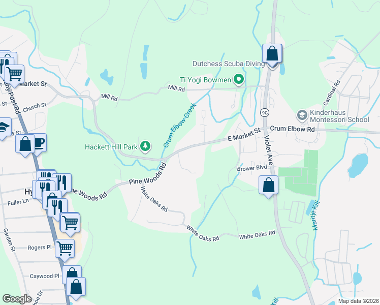 map of restaurants, bars, coffee shops, grocery stores, and more near 102 East Market Street in Hyde Park