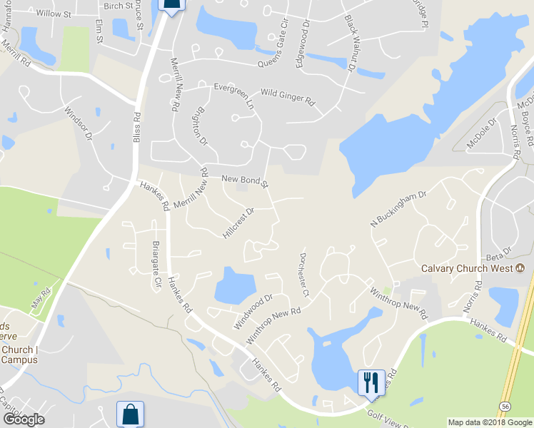 map of restaurants, bars, coffee shops, grocery stores, and more near 53 Hillcrest Drive in Sugar Grove