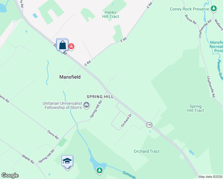 map of restaurants, bars, coffee shops, grocery stores, and more near 940 Storrs Road in Mansfield
