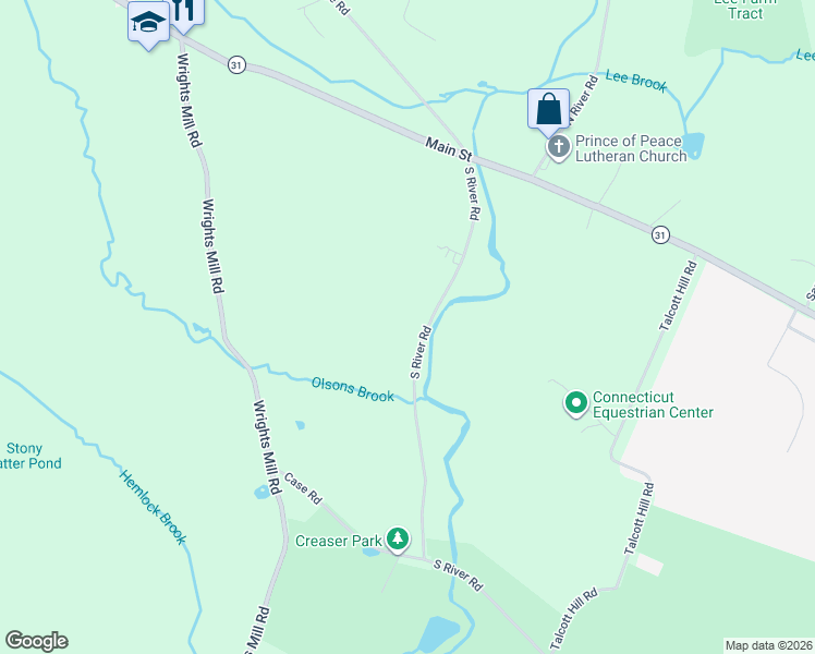 map of restaurants, bars, coffee shops, grocery stores, and more near 157-199 S River Rd in Coventry