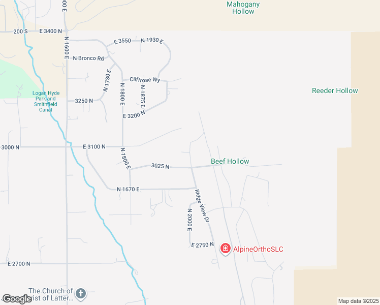 map of restaurants, bars, coffee shops, grocery stores, and more near 2960 North Ridge View Drive in North Logan