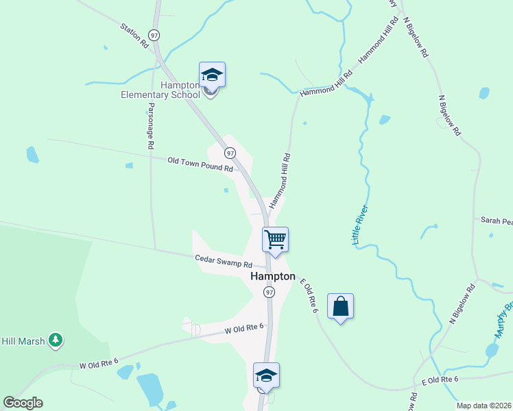 map of restaurants, bars, coffee shops, grocery stores, and more near 297 Main Street in Hampton