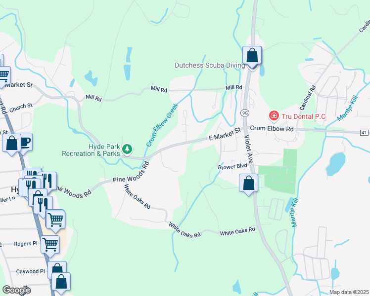 map of restaurants, bars, coffee shops, grocery stores, and more near 108 East Market Street in Hyde Park