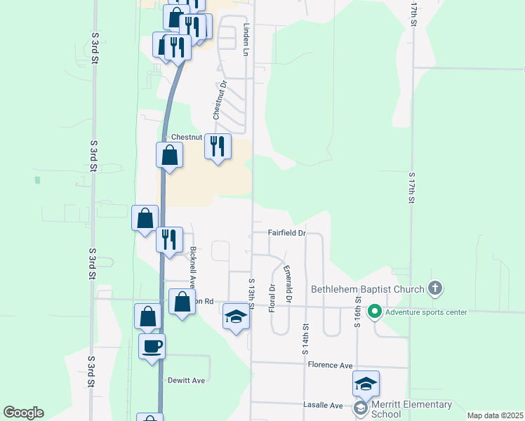 map of restaurants, bars, coffee shops, grocery stores, and more near 1313 Fairfield Drive in Niles