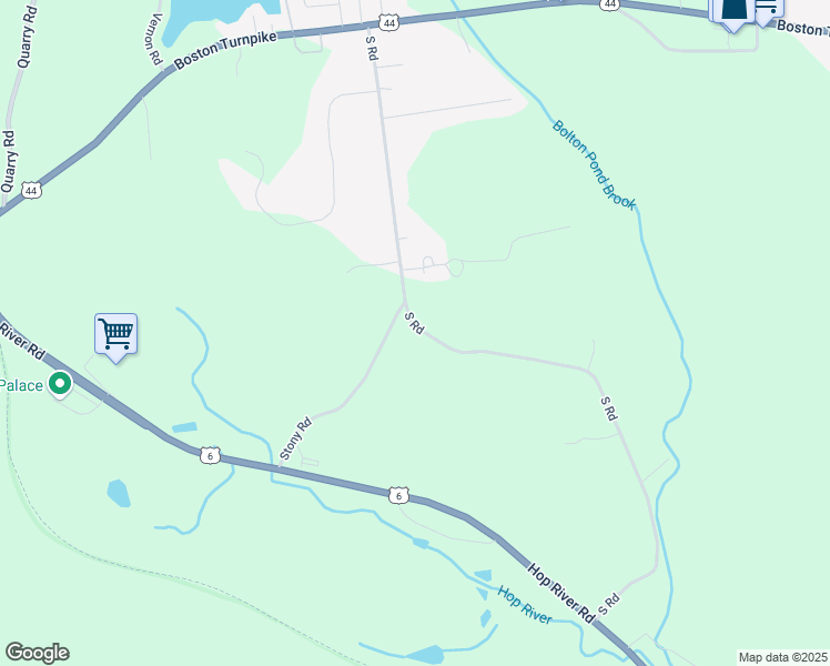 map of restaurants, bars, coffee shops, grocery stores, and more near 65 South Road in Bolton