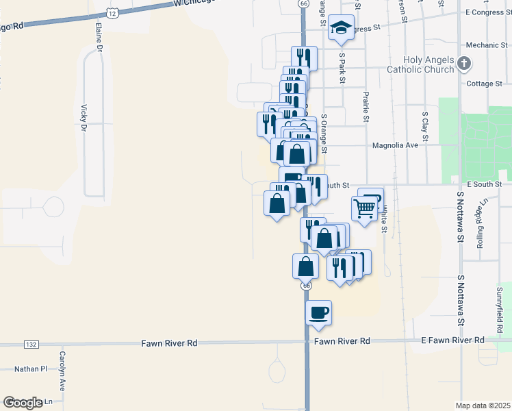 map of restaurants, bars, coffee shops, grocery stores, and more near 1212 Cato Lane in Sturgis