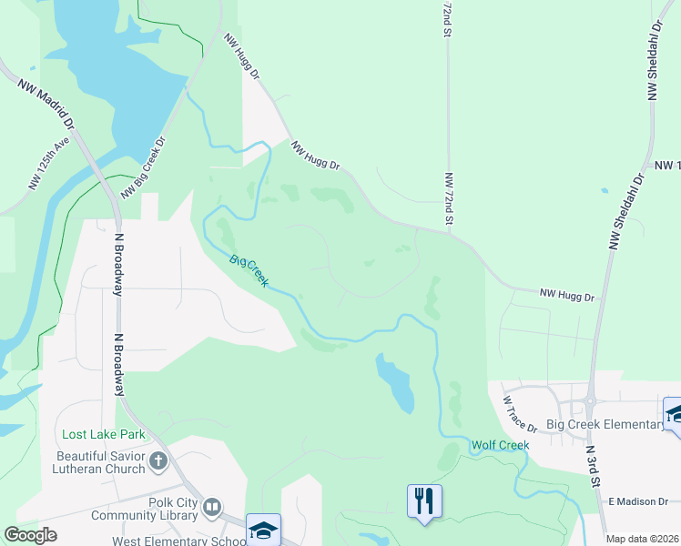 map of restaurants, bars, coffee shops, grocery stores, and more near 12553 Northwest Hugg Drive in Polk City