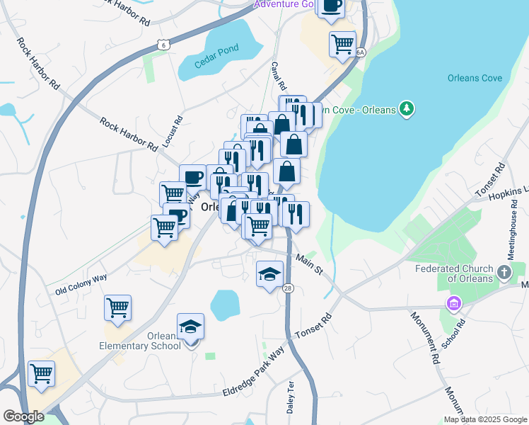 map of restaurants, bars, coffee shops, grocery stores, and more near in Orleans