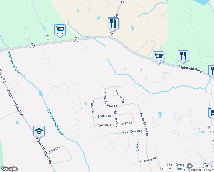 map of restaurants, bars, coffee shops, grocery stores, and more near 237 Alpine Estates Drive in Cranston
