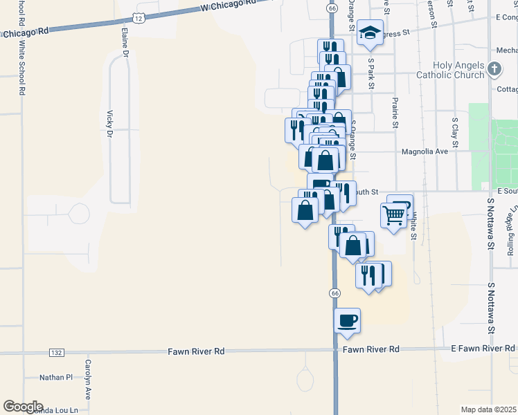 map of restaurants, bars, coffee shops, grocery stores, and more near 1005 Cato Lane in Sturgis