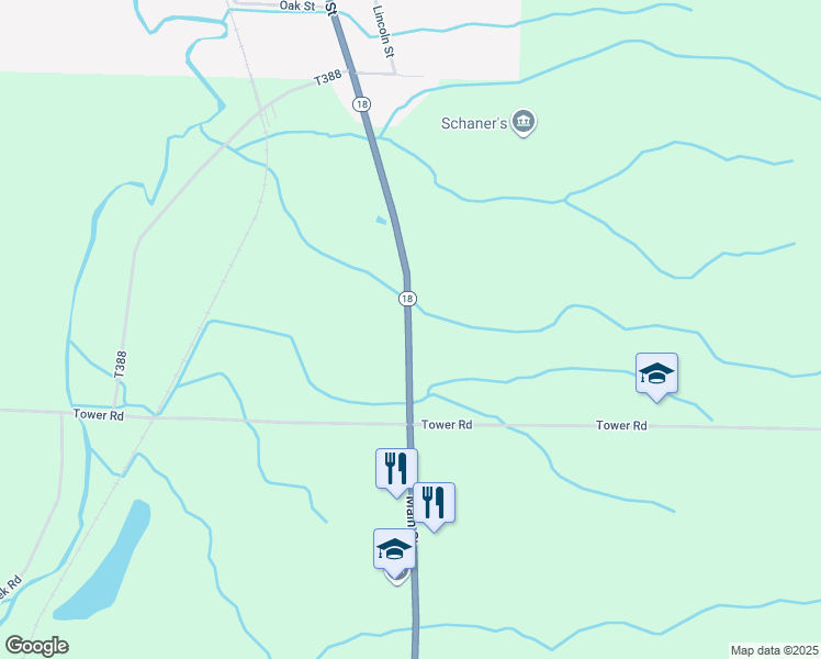 map of restaurants, bars, coffee shops, grocery stores, and more near 22996 Main Street in Springboro
