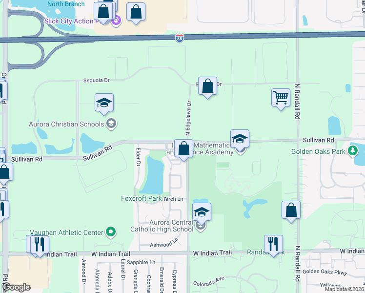 map of restaurants, bars, coffee shops, grocery stores, and more near 1835 Brighton Circle in Aurora
