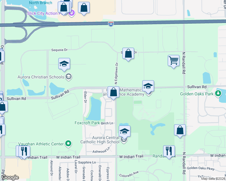 map of restaurants, bars, coffee shops, grocery stores, and more near 1835 Brighton Circle in Aurora