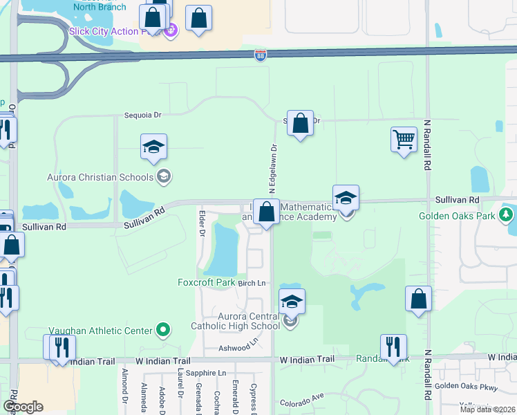 map of restaurants, bars, coffee shops, grocery stores, and more near 1835 Brighton Cir in Aurora