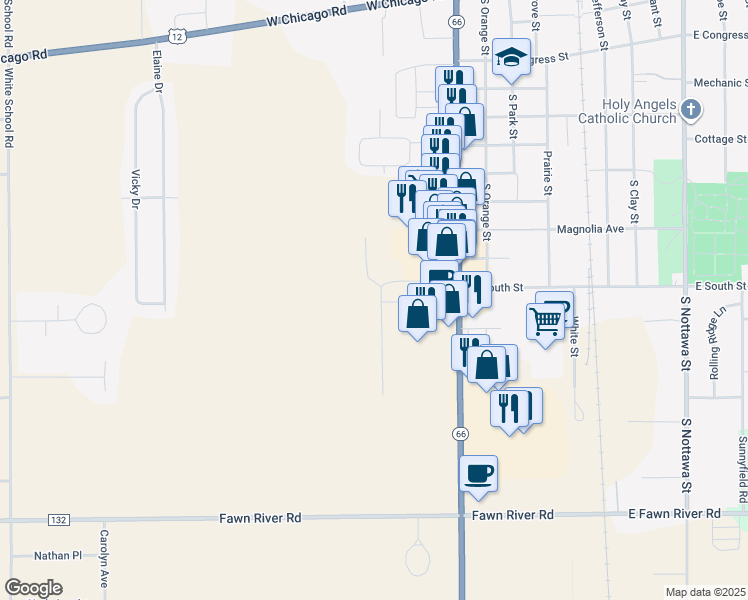 map of restaurants, bars, coffee shops, grocery stores, and more near 1005 Cato Lane in Sturgis