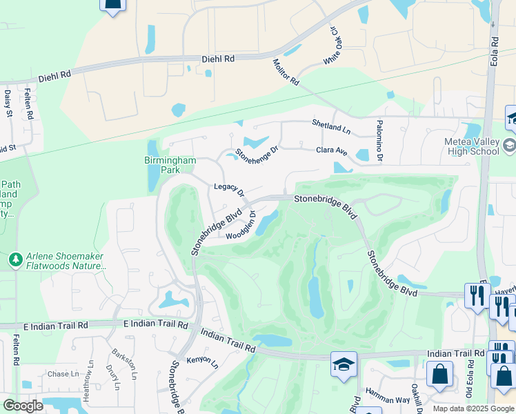 map of restaurants, bars, coffee shops, grocery stores, and more near 2426 Ridgewood Court in Aurora