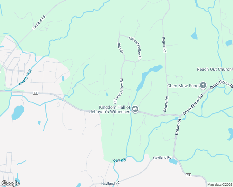 map of restaurants, bars, coffee shops, grocery stores, and more near 7 Hill and Hollow Road in Hyde Park