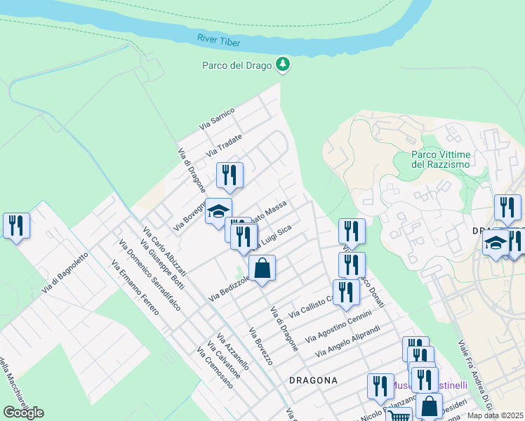 map of restaurants, bars, coffee shops, grocery stores, and more near 26 Via Camillo Costanzo in Città metropolitana di Roma Capitale