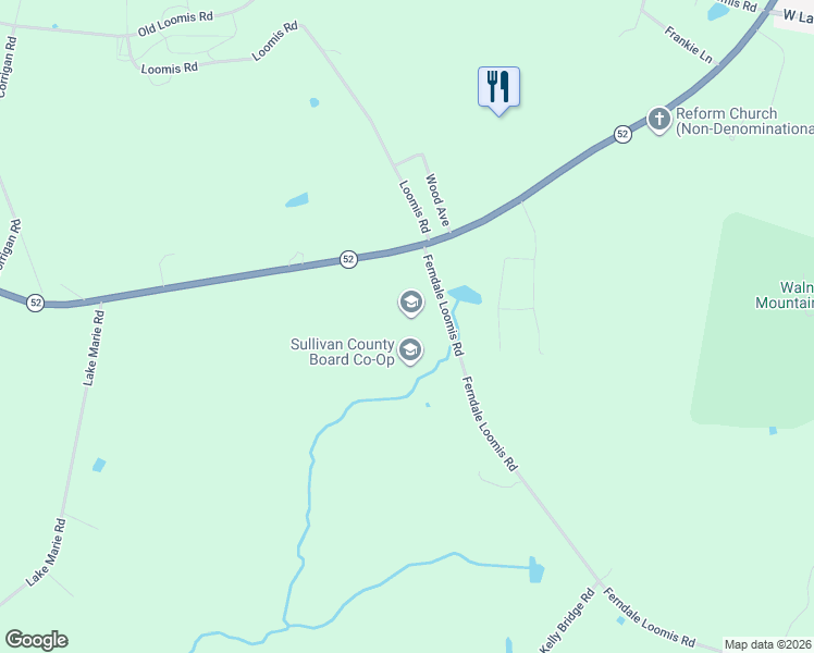 map of restaurants, bars, coffee shops, grocery stores, and more near 52 Ferndale Loomis Road in Liberty