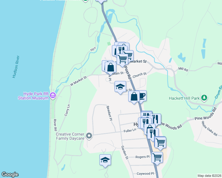 map of restaurants, bars, coffee shops, grocery stores, and more near 31 Park Pl in Hyde Park