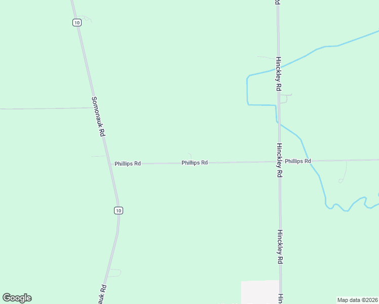 map of restaurants, bars, coffee shops, grocery stores, and more near 15607 Phillips Road in Hinckley
