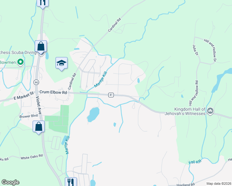 map of restaurants, bars, coffee shops, grocery stores, and more near 69 County Road 41 in Hyde Park