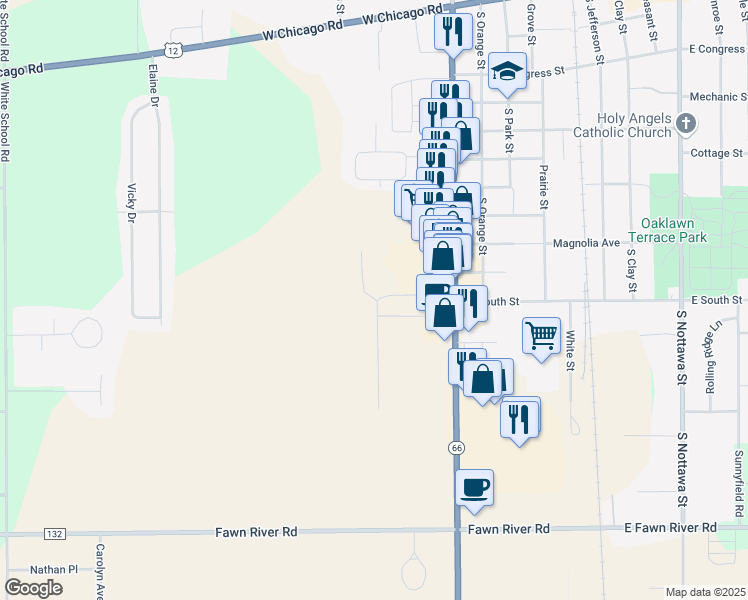 map of restaurants, bars, coffee shops, grocery stores, and more near 409 Gateway Court in Sturgis