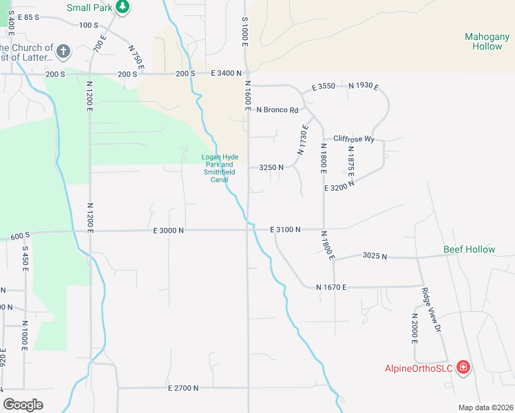 map of restaurants, bars, coffee shops, grocery stores, and more near 3140 N 1600 E in North Logan