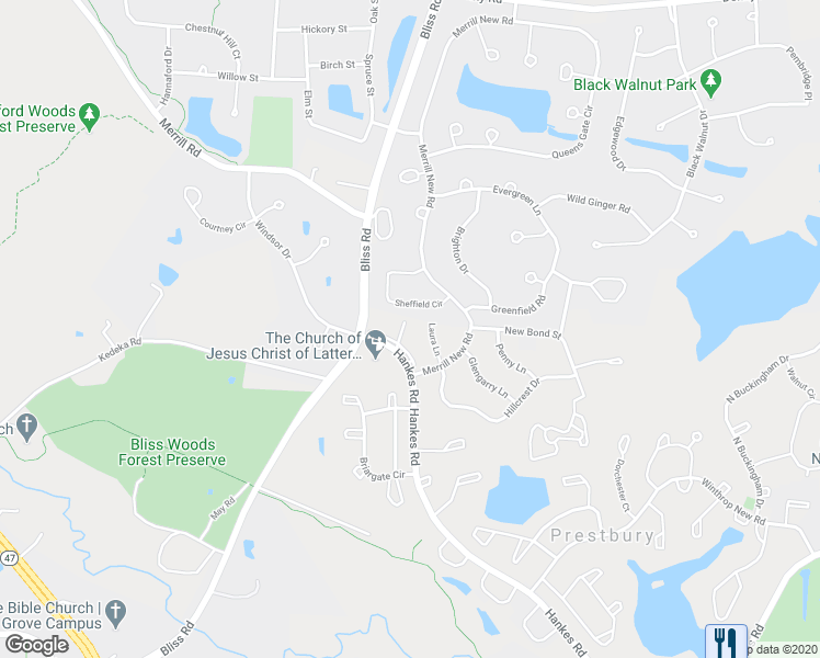 map of restaurants, bars, coffee shops, grocery stores, and more near 5 Douglas Drive in Sugar Grove
