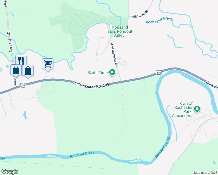 map of restaurants, bars, coffee shops, grocery stores, and more near 5167 U.S. 209 in Accord