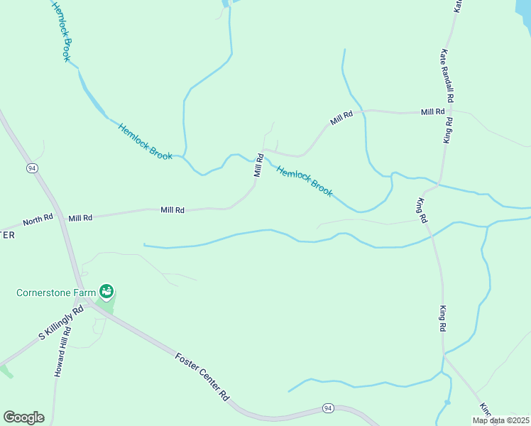 map of restaurants, bars, coffee shops, grocery stores, and more near 27 Mill Road in Foster