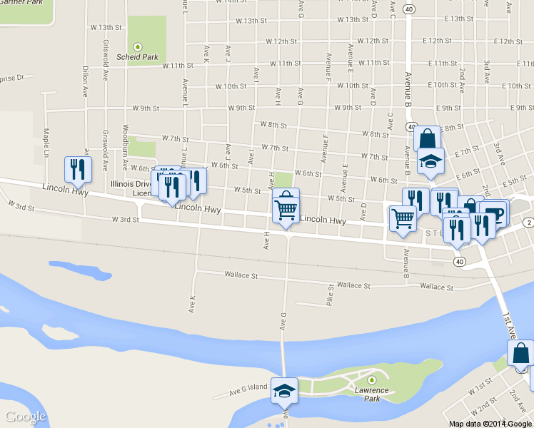 map of restaurants, bars, coffee shops, grocery stores, and more near 802 West 4th Street in Sterling