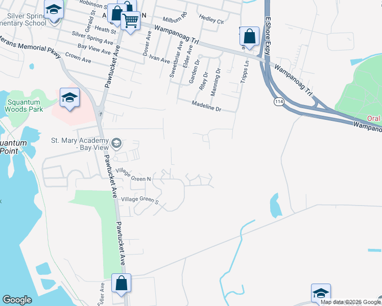 map of restaurants, bars, coffee shops, grocery stores, and more near 1 Citizens Drive in East Providence