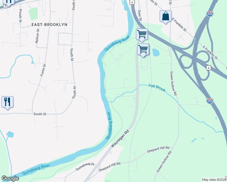 map of restaurants, bars, coffee shops, grocery stores, and more near 27 Cady Street in Killingly