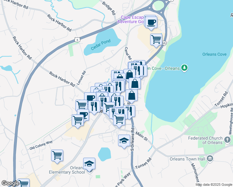map of restaurants, bars, coffee shops, grocery stores, and more near in Orleans